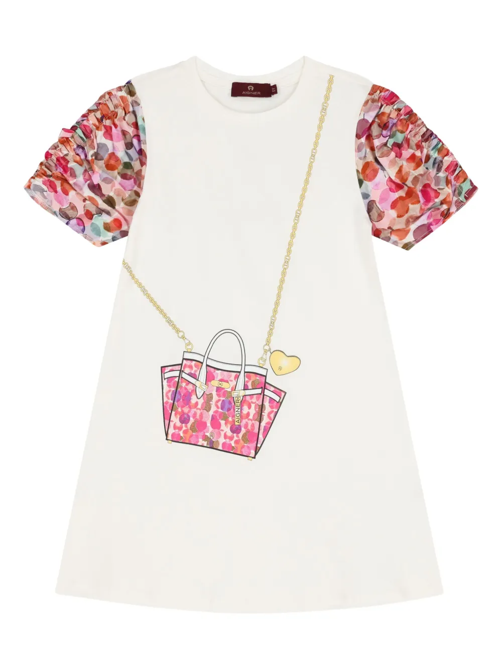 

Платье с оборками и принтом Aigner Kids, белый