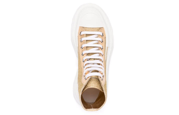 Кроссовки glitter tread slick high-top sneakers 'gold white' Alexander Mcqueen, золотой — фото 3