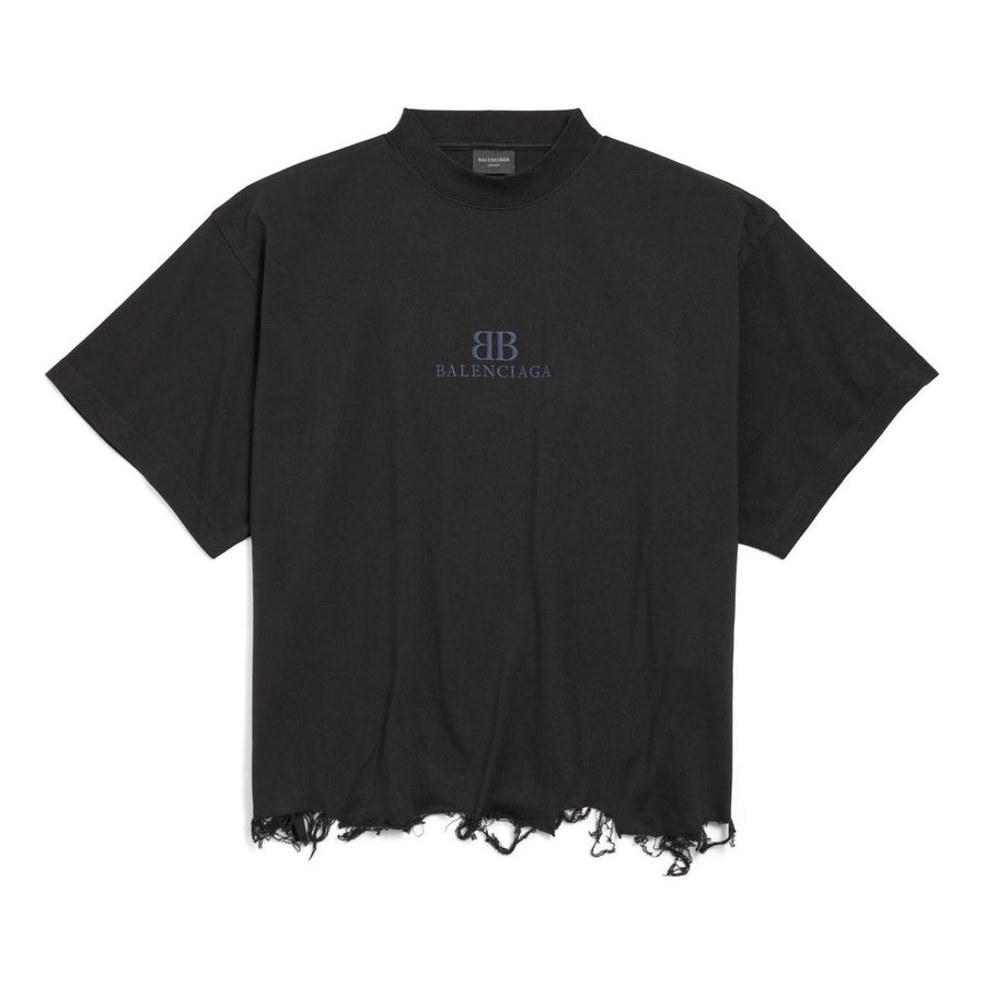 

Футболка Balenciaga BB Classic Balenciaga Cropped T-shirt Oversized 'Black', черный