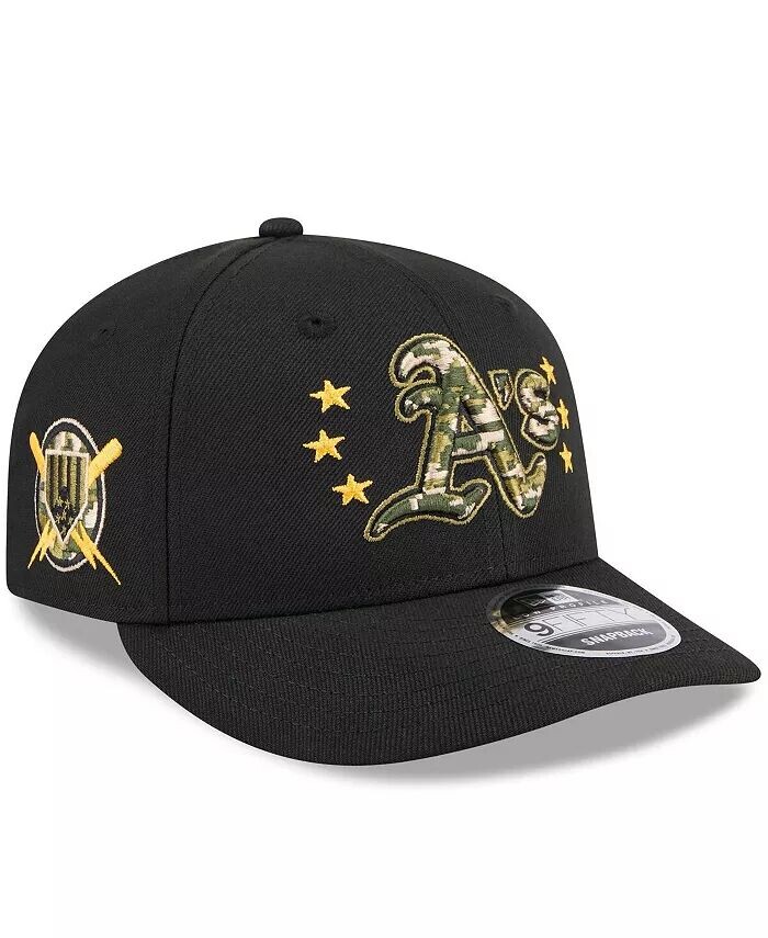 

Мужская черная кепка Oakland Athletics 2024 ко Дню вооруженных сил с низким профилем 9FIFTY Snapback New Era