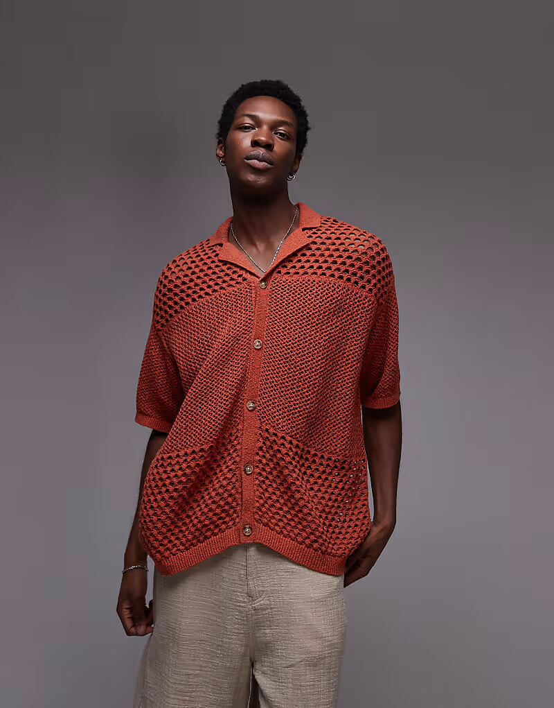 

Поло Topman с открытым плетением цвета ржавчины