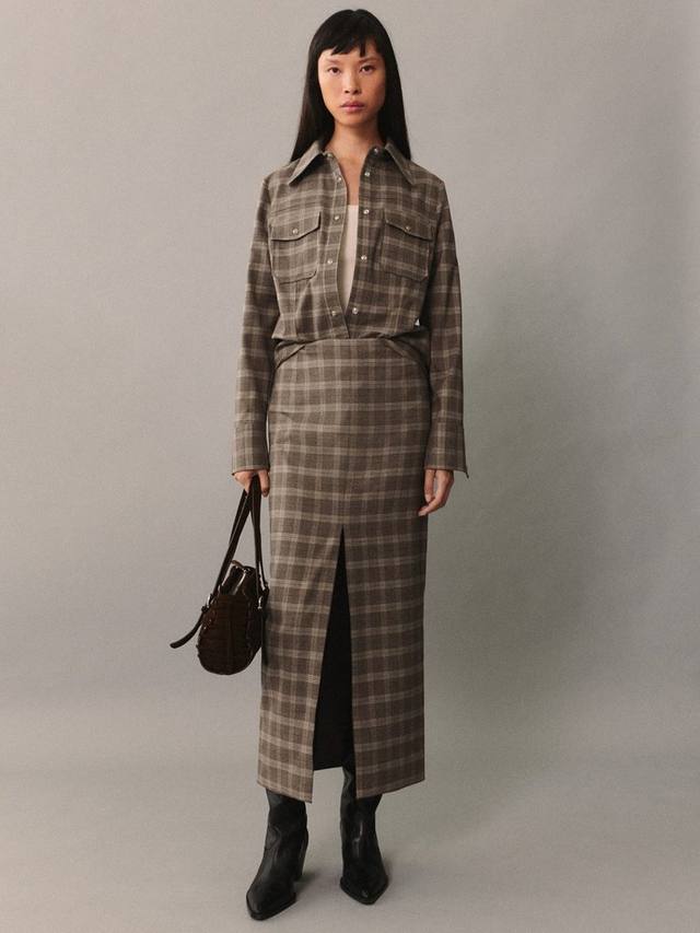 

Рубашка в клетку от кроуфорда Mango, цвет Beige/Multi