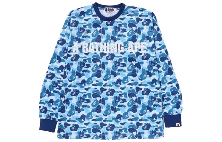 Футболка свободного кроя BAPE ABC Camo Mesh с длинным рукавом A Bathing Ape, синий — фото 2