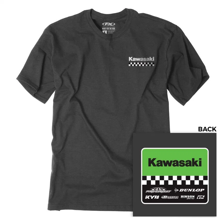 Детская футболка Kawasaki Starting Line Factory Effex, Heather Charcoal