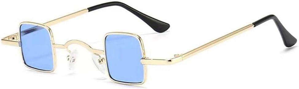 

Мужские и женские модные солнцезащитные очки маленького размера, ультралегкая металлическая оправа, хип-хоп, панк, солнцезащитные очки конфетных цветов JWMSXYQR, Gold-blue