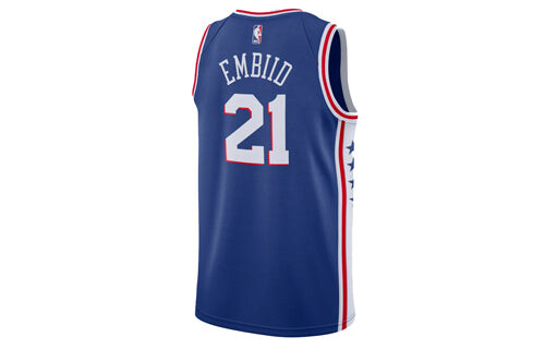 Спортивная футболка nba jersey basketball jersey/vest sw fan edition philadelphia 76ers 21 team limited blue Nike, синий — фото 2