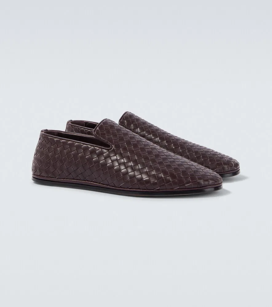 Воскресные кожаные туфли-слипоны Intrecciato Bottega Veneta, коричневый