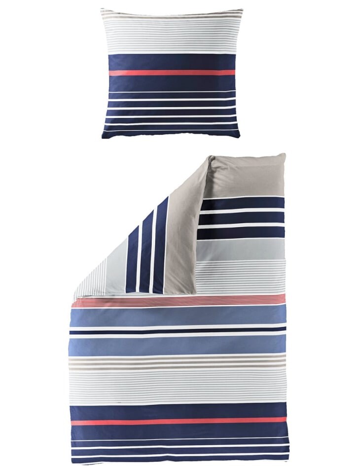 

Постельное белье JACK 2 tlg Mako Satin 135x200cm Streifen, цвет grau/blau