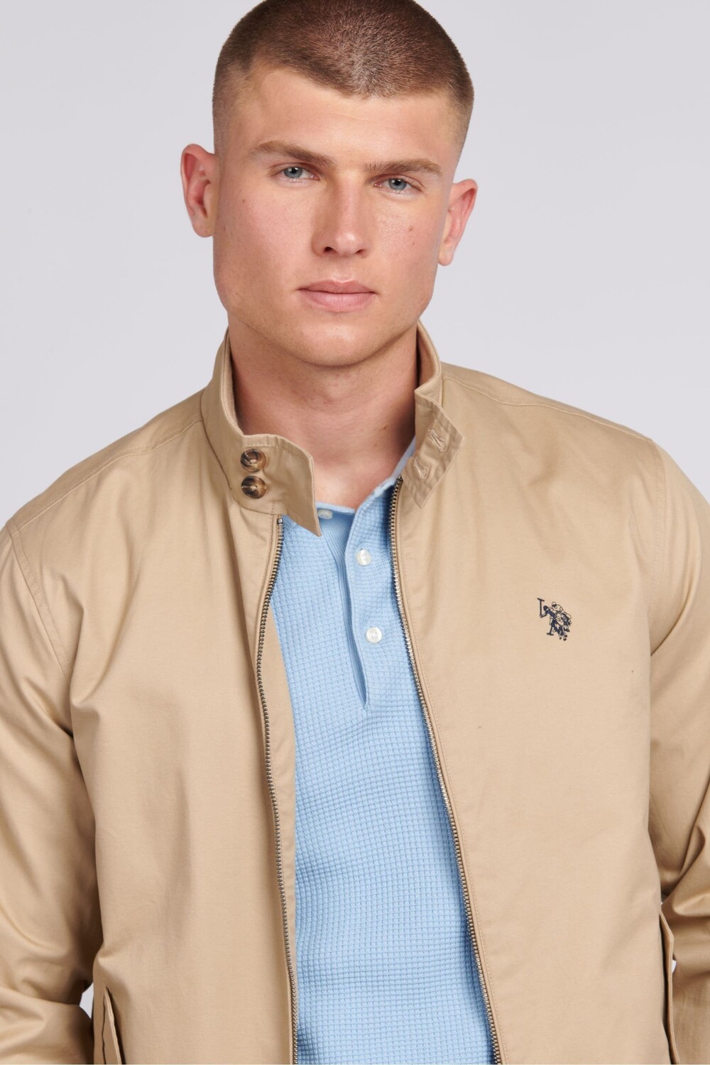 Мужская куртка Харрингтон из хлопкового твила U.S. Polo Assn, коричневый — фото 2