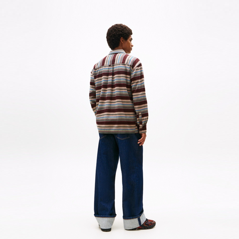 Tommy Hilfiger Рубашка мужская Brown Stripes GS7 Lapel Moderate Others — фото 4