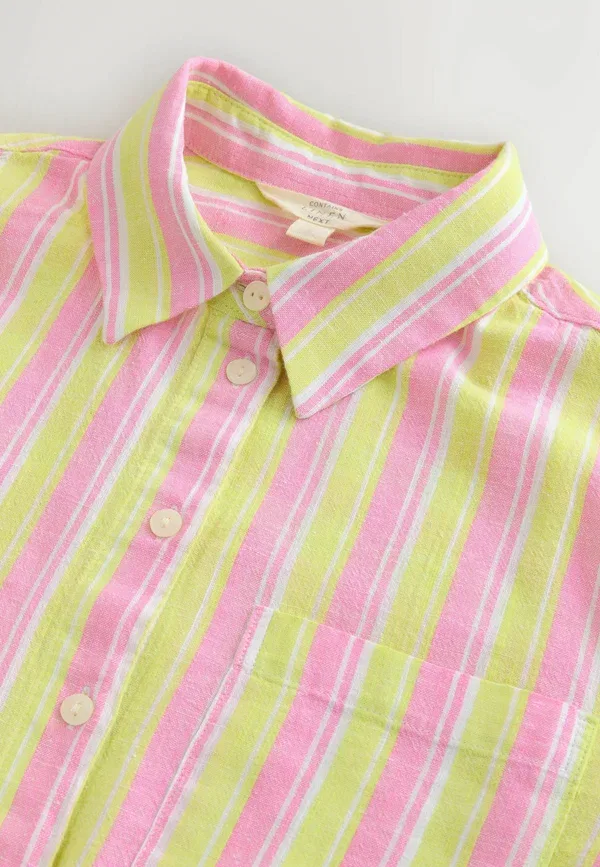 Блуза Next, Button down blouse, розово-желто-белая полоска — фото 2