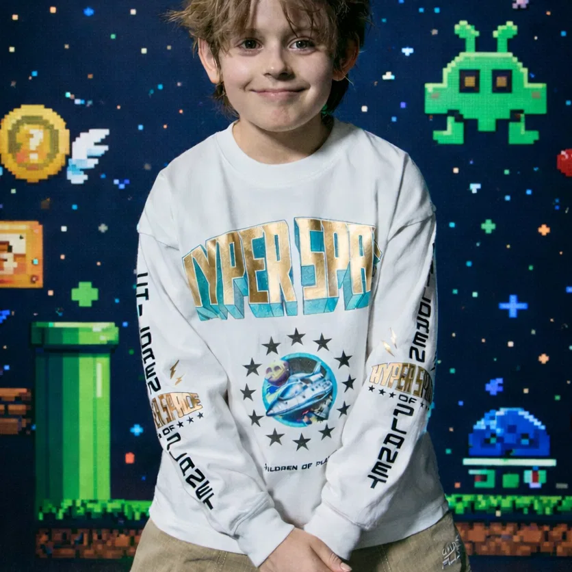 Детская белая футболка с длинным рукавом Earth Organic от Children Of Planet