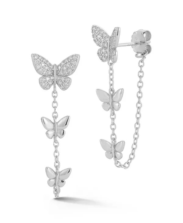 

Серьги-Подвески с тройной бабочкой из стерлингового серебра 14 карат, позолоченные спереди и сзади Rachel Zoe, silver