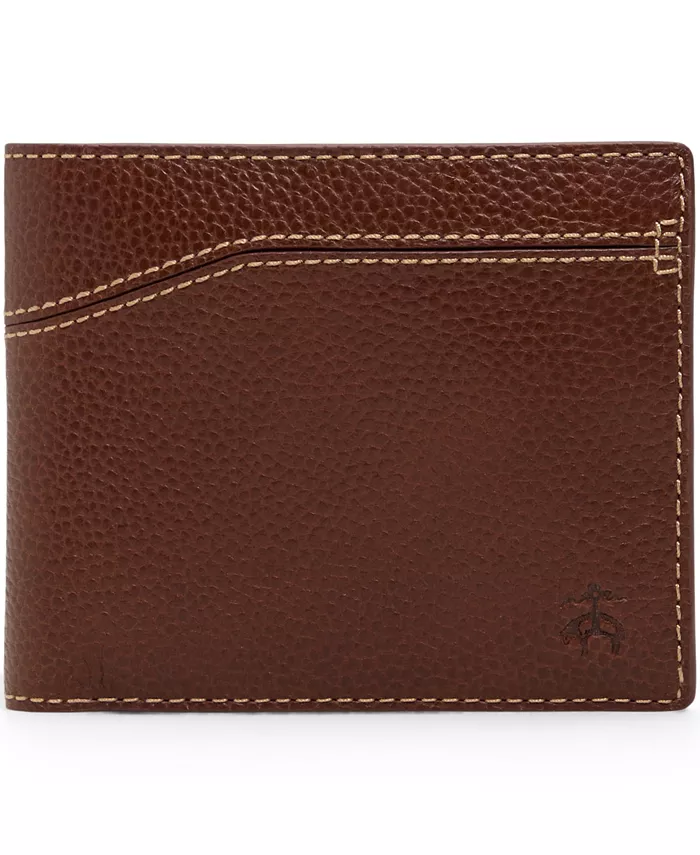 

Мужской кожаный кошелек Cayman с отделением для мелочи Brooks Brothers, коричневый