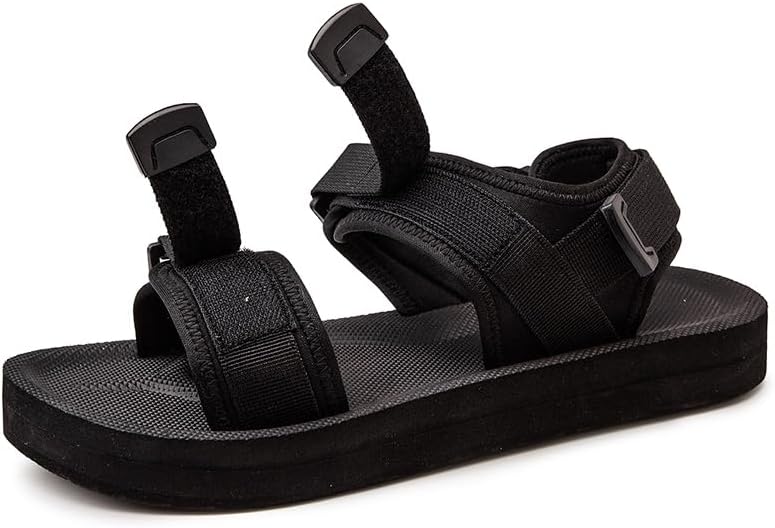 

Мужские сандалии Abnkarwin, открытый носок, регулируемые ремешки, нескользящая подошва, черные, большой размер