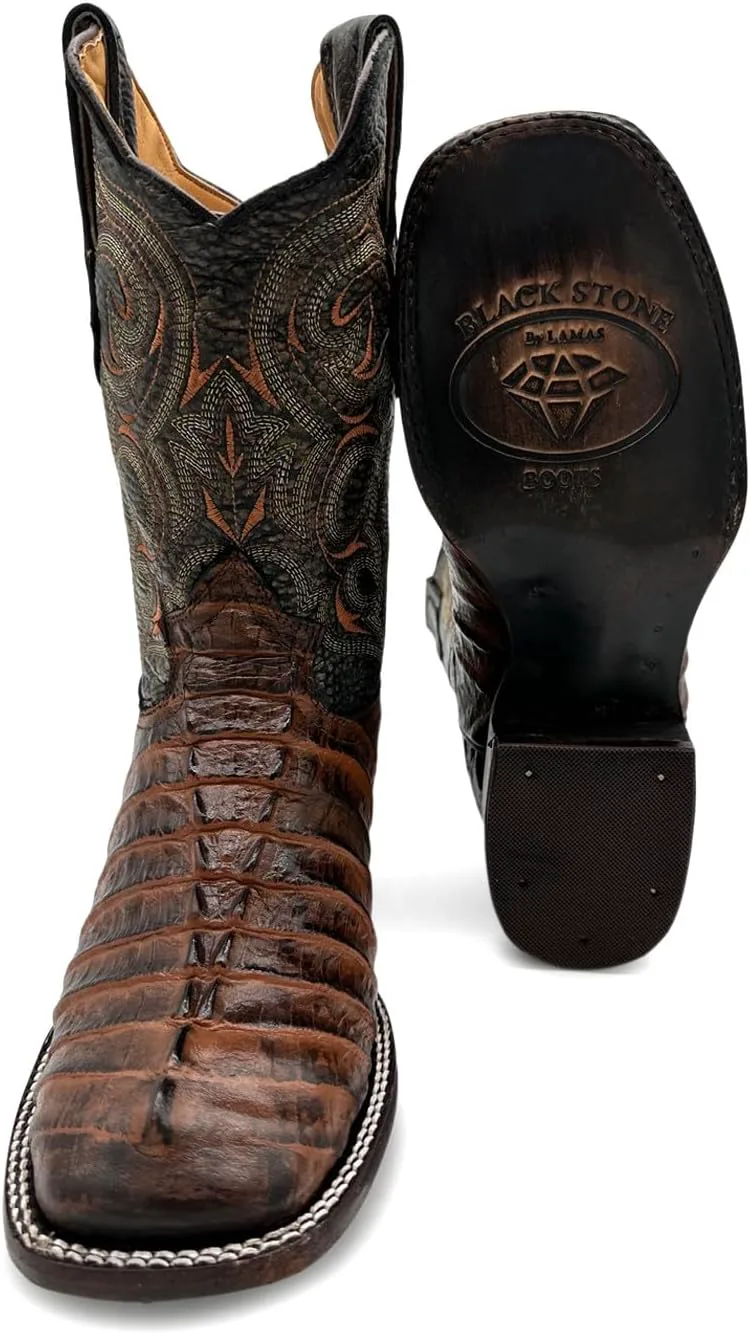 

Мужские кожаные ковбойские сапоги Western Shops с квадратным носком и рисунком под кожу аллигатора The Western Shops