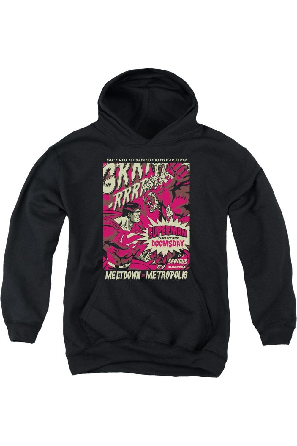 

Детская толстовка с капюшоном Superman Metropolis Meltdown Gildan, черный