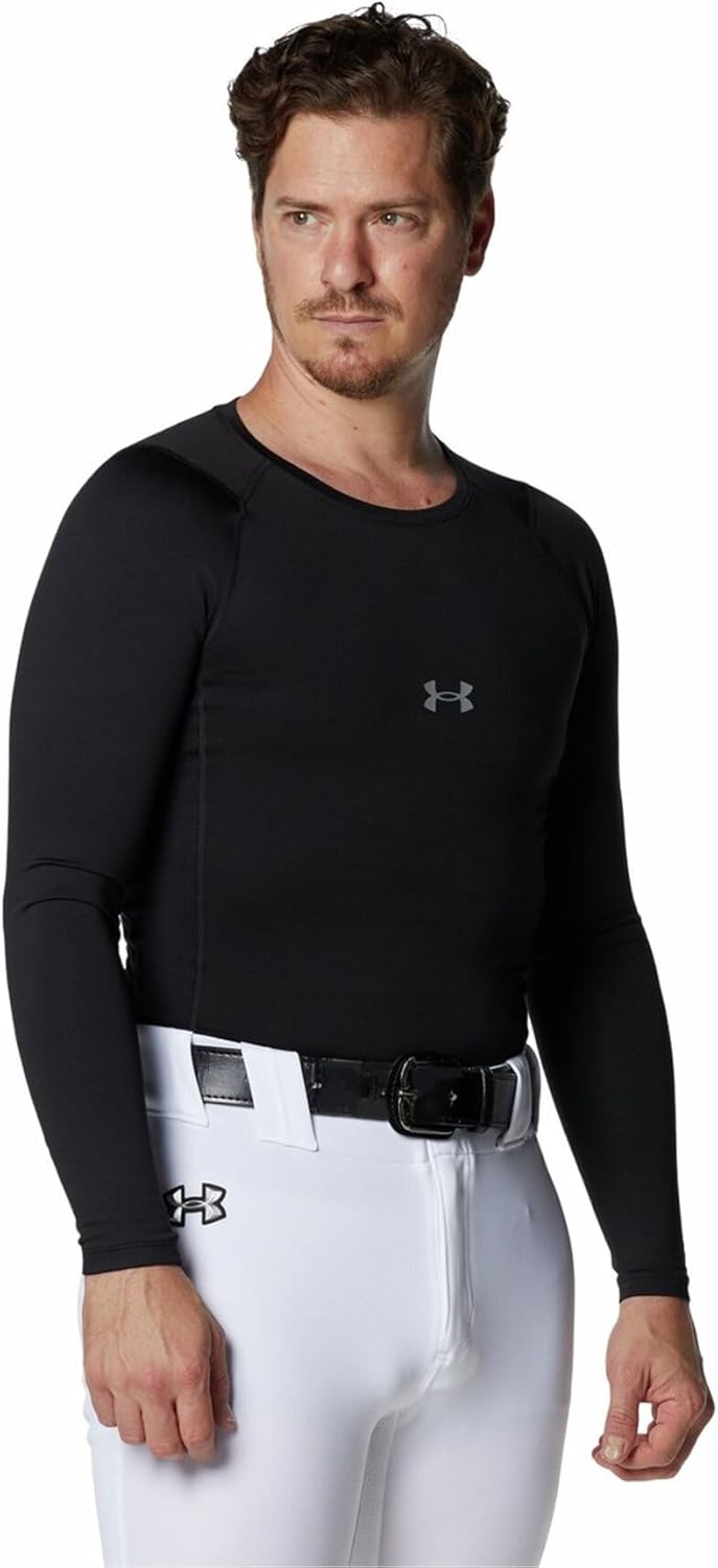 

Мужская компрессионная футболка с длинным рукавом Under Armour UA ColdGear Armour, бейсбольное базовое покрытие, черный