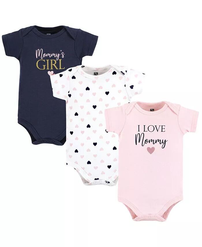 

Хлопковые боди для маленьких девочек Mommy Pink Navy, 3 шт Hudson Baby, синий