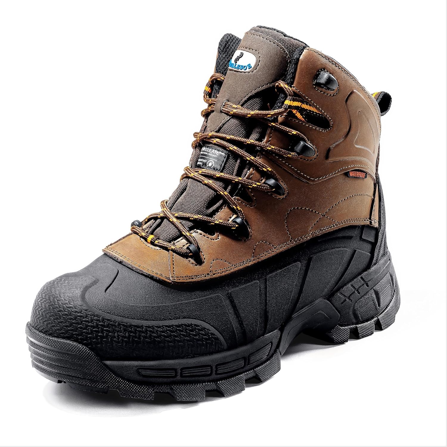 

Водонепроницаемые ботинки ELVALESOE с композитным носком, противоскользящие кожаные строительные ботинки, проколостойкие стальные ботинки с носком, электростойкая обувь, черные