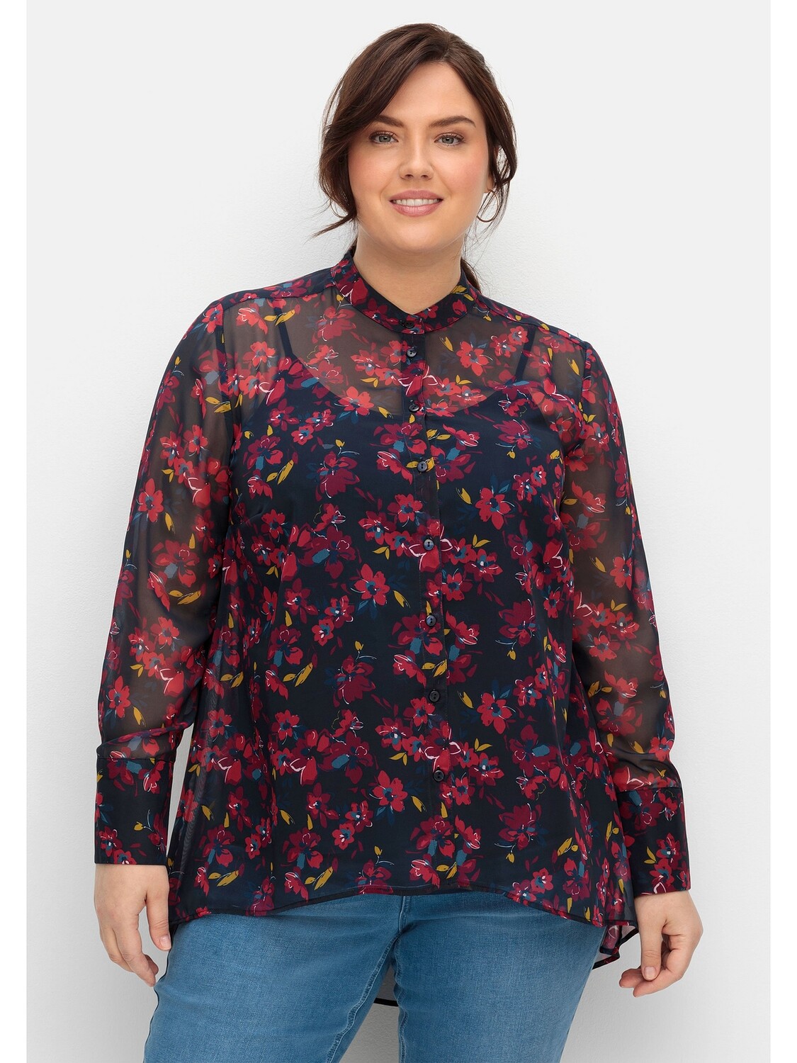 

Блуза sheego Chiffon, цвет nachtblau gemustert