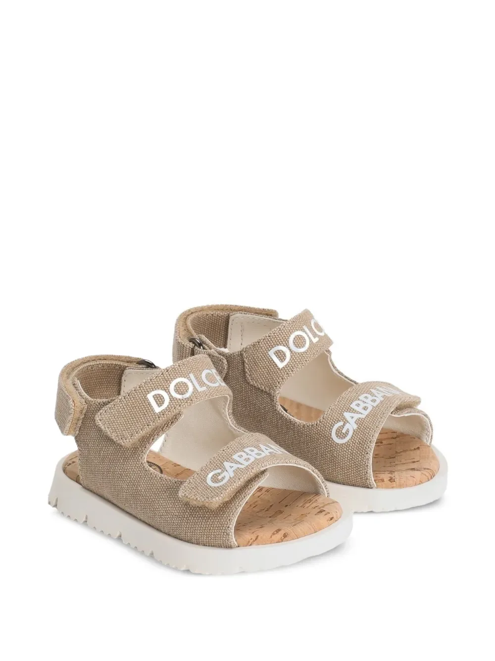 Сандалии из ткани (канваса) Dolce & Gabbana Kids, бежевый