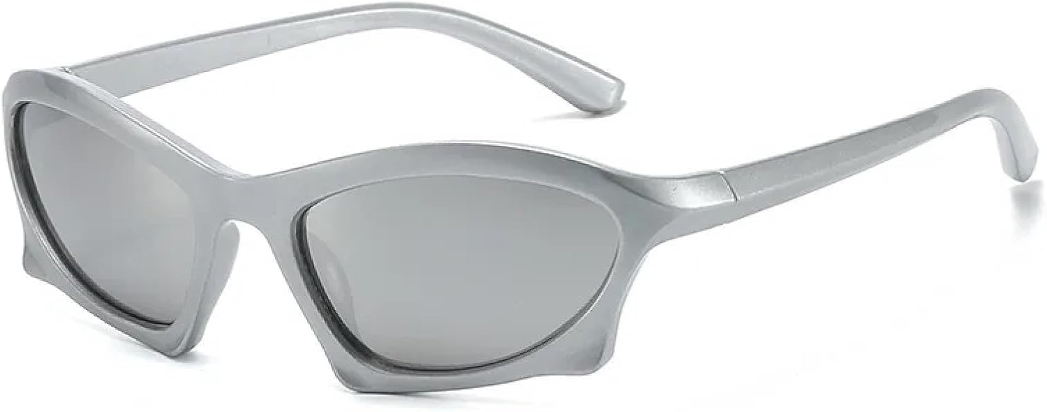 

Солнцезащитные очки «кошачий глаз» для женщин и мужчин, ретро, ​​нестандартная форма, панк, зеркальные, защита от УФ-излучения UV400, для занятий спортом на открытом воздухе и вождения UATXTAU, Silver Silver Mirror