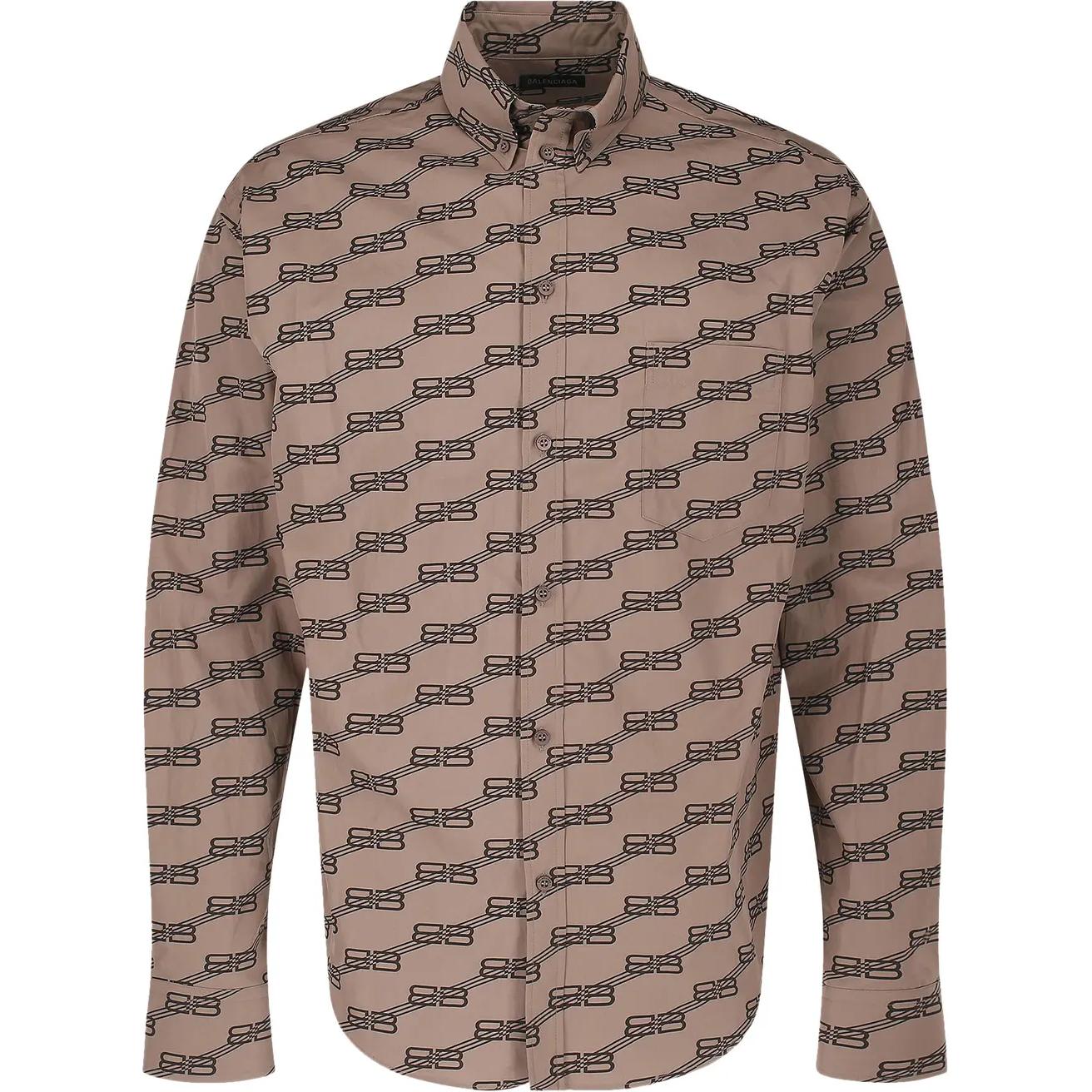 Рубашка Monogram Long Sleeve Shirt Balenciaga, коричневый — фото 2