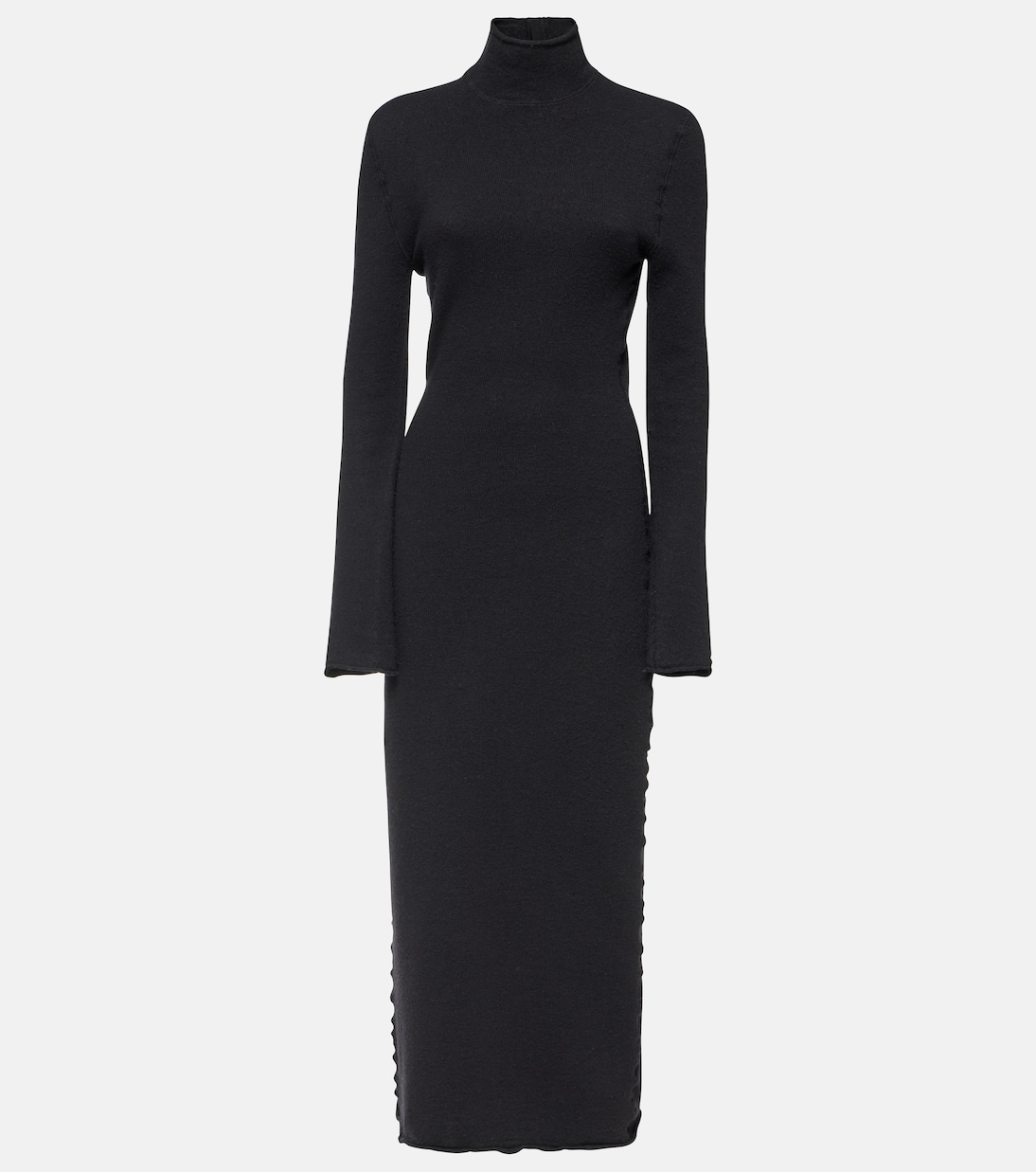 

Длинное платье из трикотажной шерсти Bottega Veneta, черный