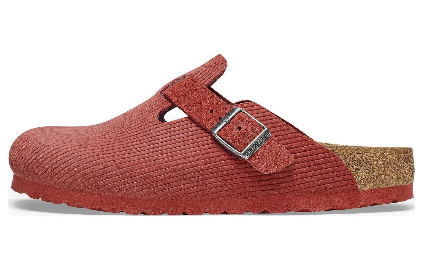 Birkenstock Сандалии Boston Embossed Corduroy Suede Sienna Red