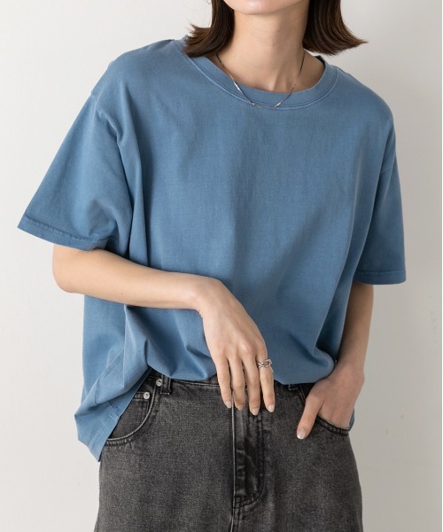 

Футболка с пигментной отделкой, винтажный стиль Ad thie, синий