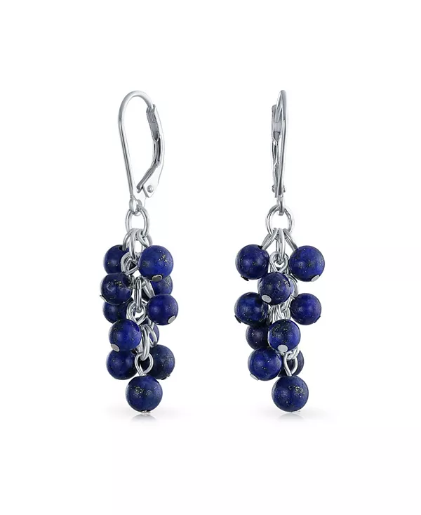 

Серьги-Подвески из натурального синего лазурита с застежкой-рычагом из стерлингового серебра Bling Jewelry, blue