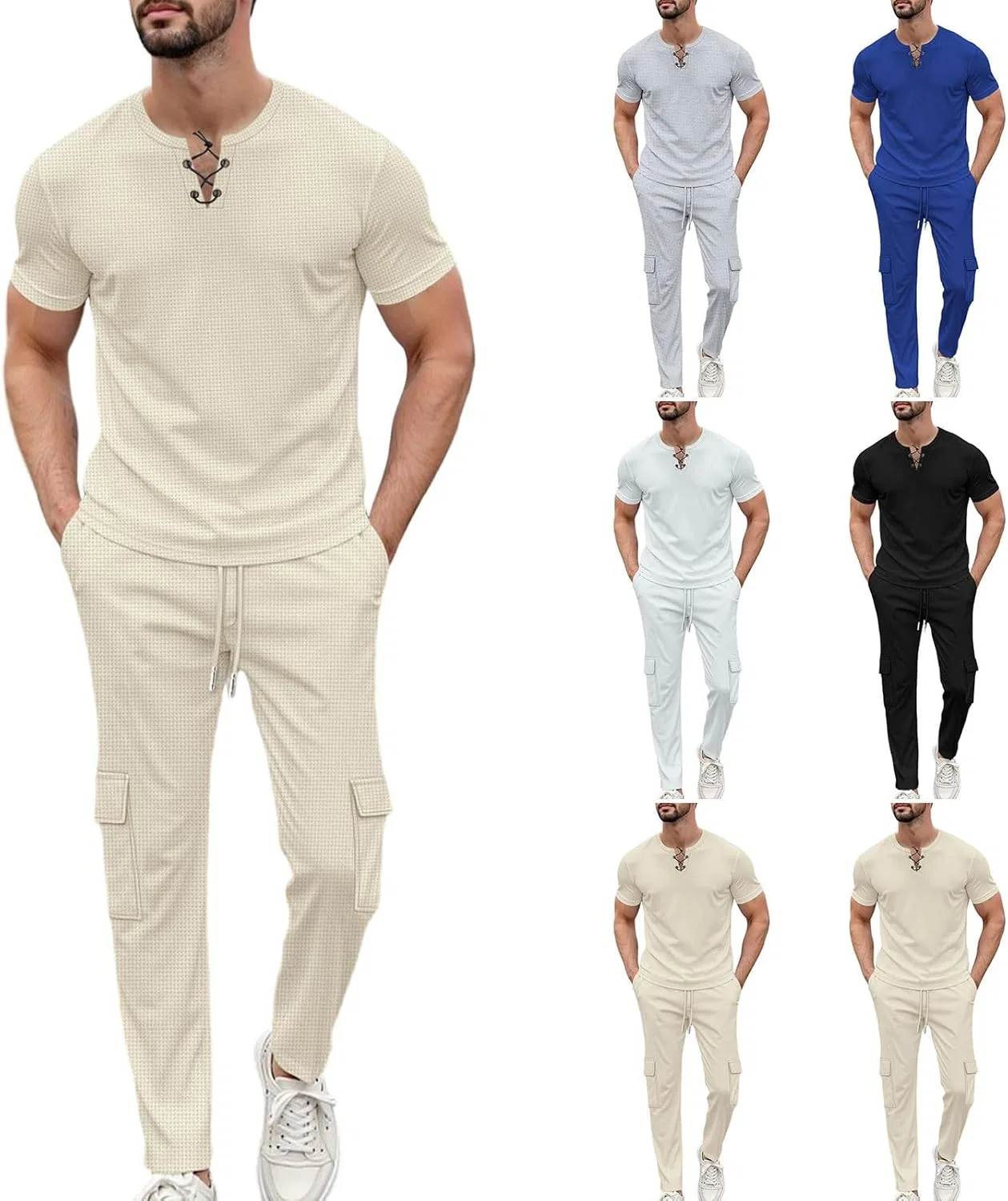 Спортивный костюм из футболки и карго-штанов, Khaki