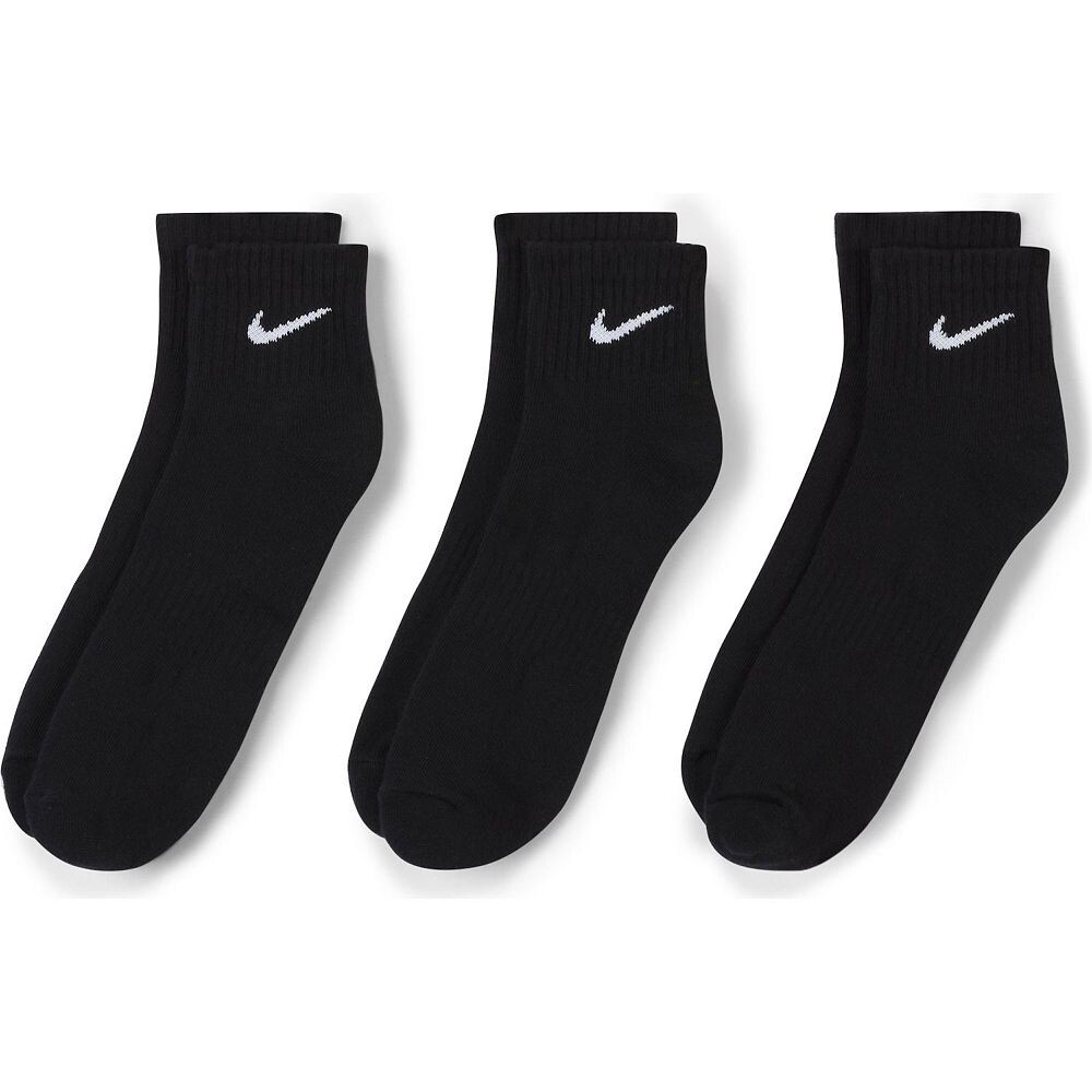 Набор из трех женских носков Nike на каждый день с мягкой подкладкой до щиколотки, черный — фото 2