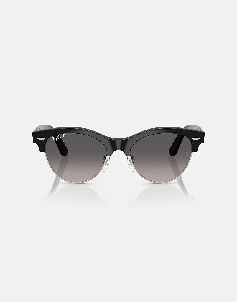 

Солнцезащитные очки Ray-Ban Clubmaster с серыми поляризованными линзами в черном цвете на серебристом фоне