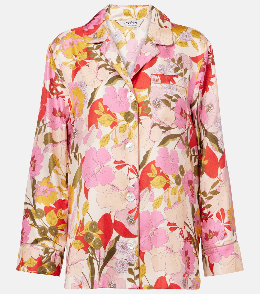 

Рубашка из шелкового атласа с цветочным принтом Алана S Max Mara, Fiore