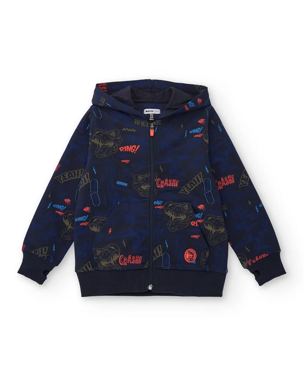 

Толстовка с капюшоном для мальчика с принтом динозавров и ономатопей Tuc tuc, черный