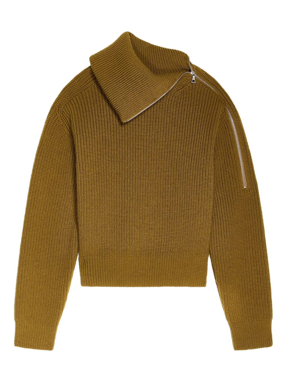 

Шерстяной свитер с высоким воротником на молнии DRIES VAN NOTEN, коричневый