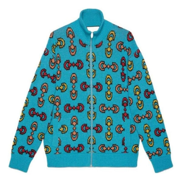 

Куртка horsebit jacquard wool bomber jacket 'blue' Gucci, синий
