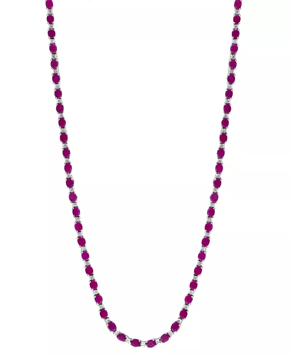 

Ожерелье-Воротник длиной 18 дюймов с рубинами (16-3/8 карата) и бриллиантами (1/5 карата) Эффи из стерлингового серебра Effy Collection, ruby