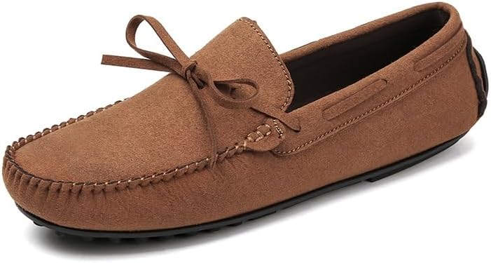 

Мужские лоферы с круглым носом, замша Vamp Boat Boat Shoes Driving Locasters Sayfur, коричневый