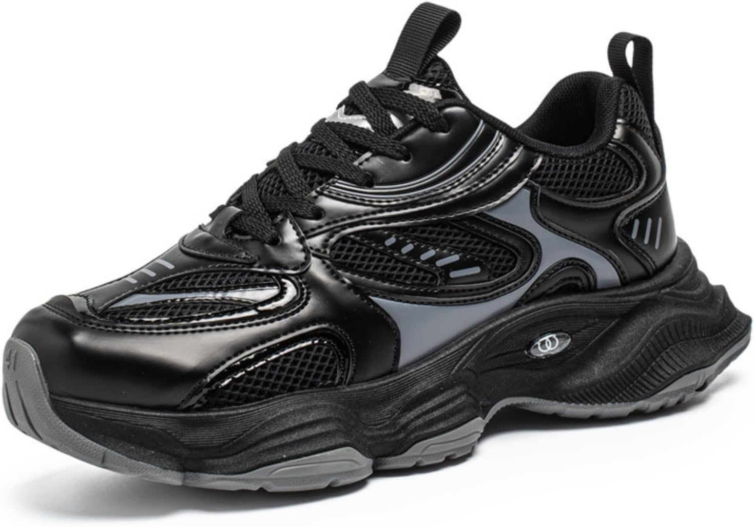 

Мужские двухцветные кроссовки на платформе - дышащие сетчатые кеды с толстой подошвой и утягивающим эффектом для повседневной спортивной одежды Azttoztto, черный