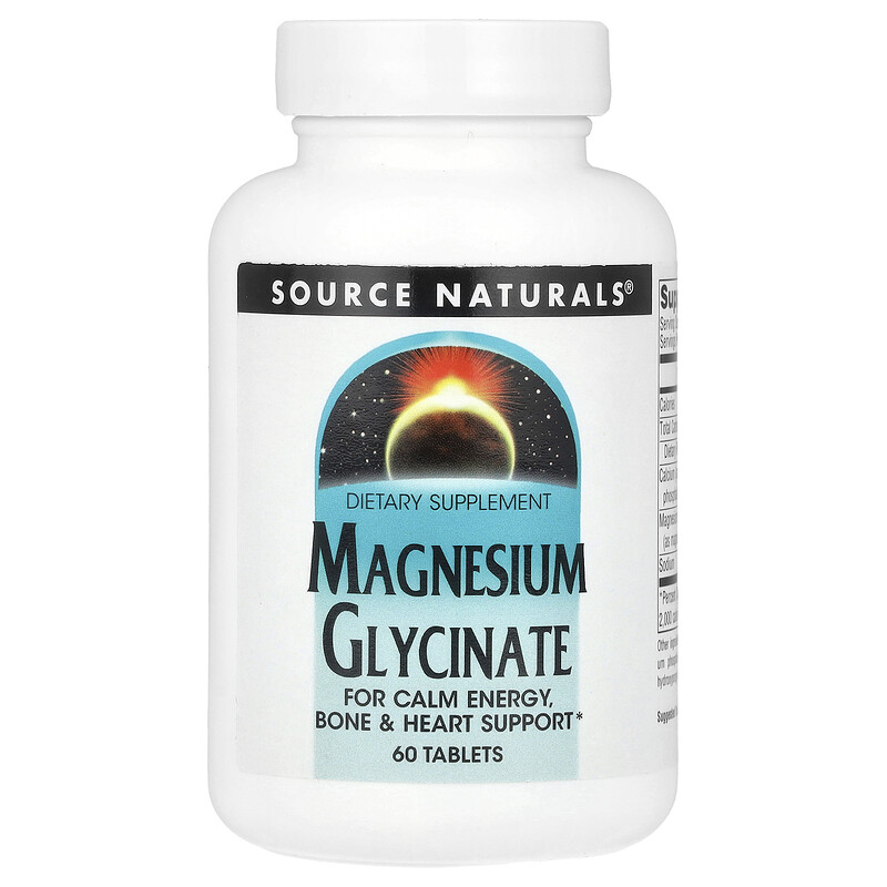 

Source Naturals, Глицинат магния, 60 таблеток