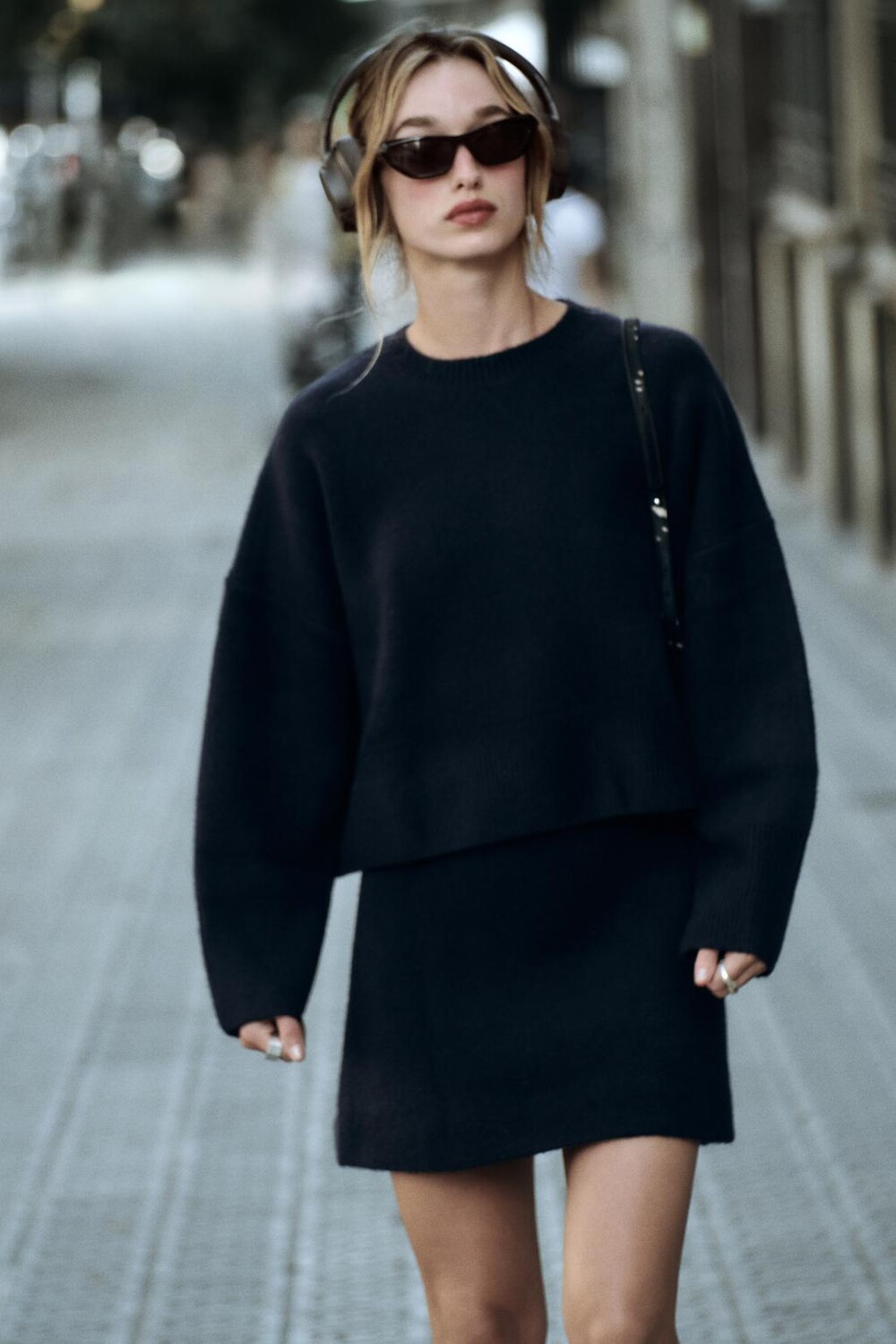 

Мини-юбка из простого трикотажа ZARA, темно-синий
