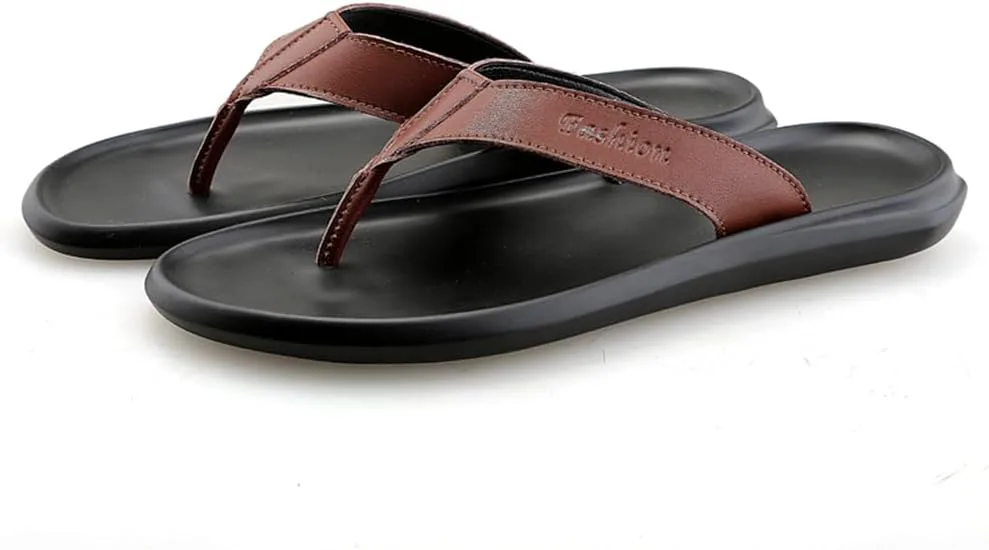 

Мужские мягкие кожаные тапочки для улицы, повседневные шлепанцы, пляжная обувь для мужчин Abborora, коричневый