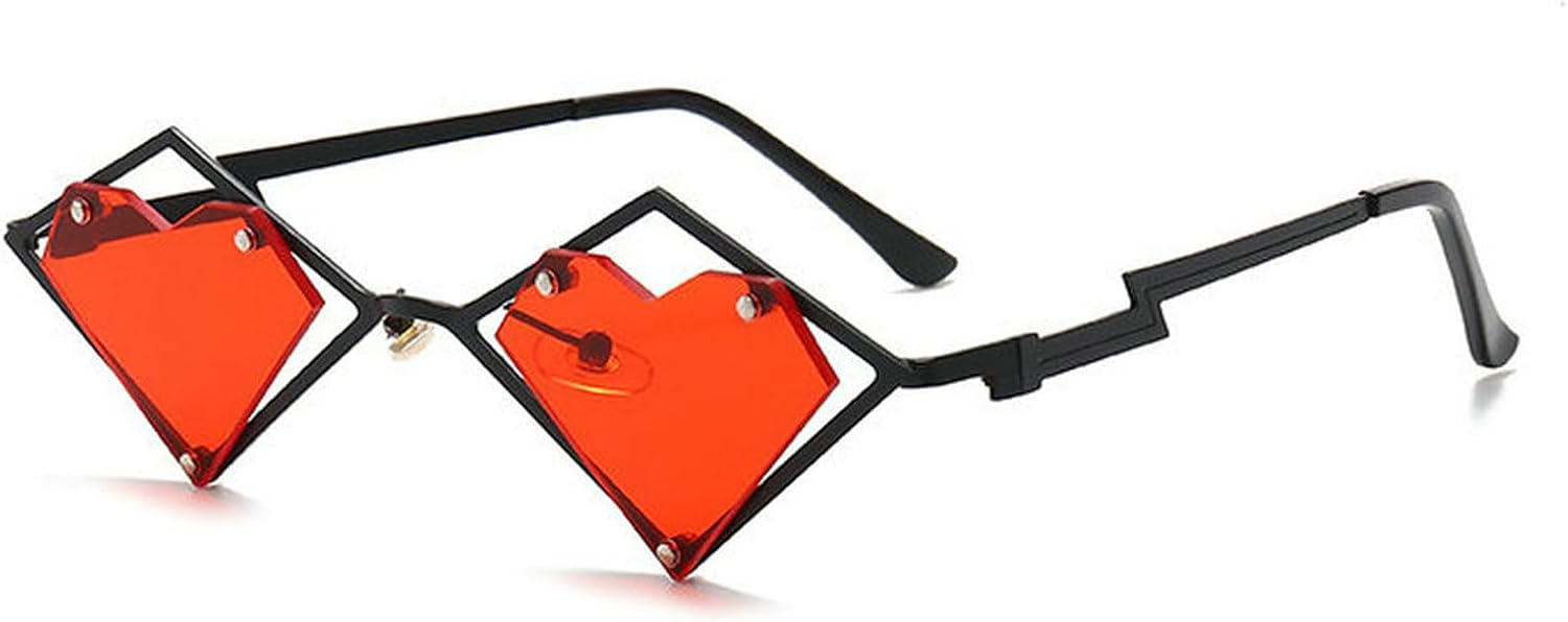 

Солнцезащитные очки COTIA без оправы в форме сердца в стиле хип-хоп, женские и мужские, с нестандартной металлической оправой, градиентный дизайн, ретро-стиль для вечеринок, Red