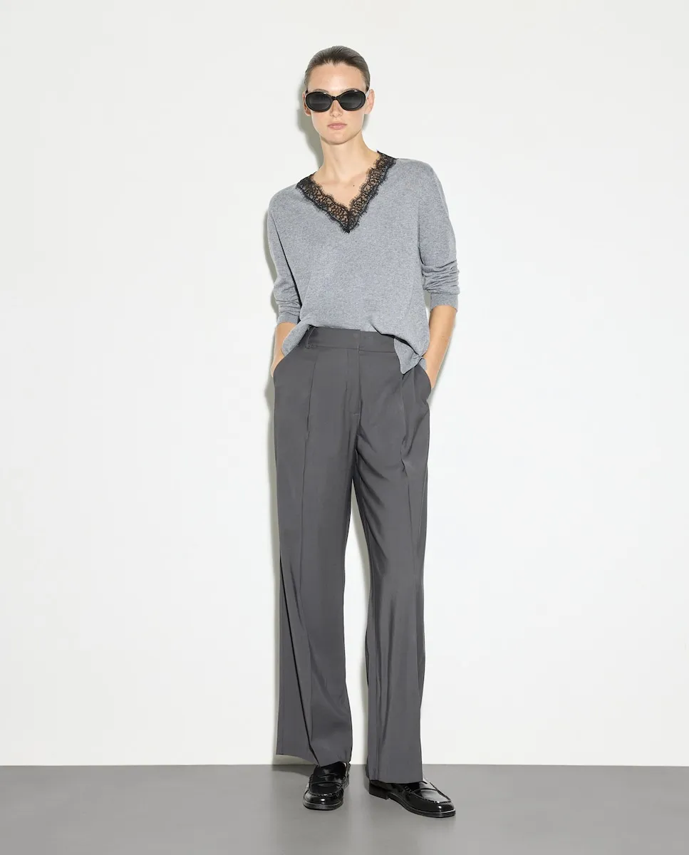 

Женский джемпер с V-образным вырезом Woman El Corte Inglés, светло-серый