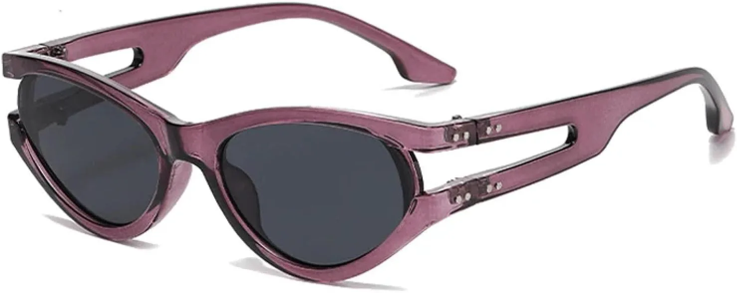 

Модные солнцезащитные очки «кошачий глаз» для женщин, ретро-очки с заклепками, сине-зеленые, защита от УФ-излучения UV400 для мужчин HHZZYVY, Purple Gray