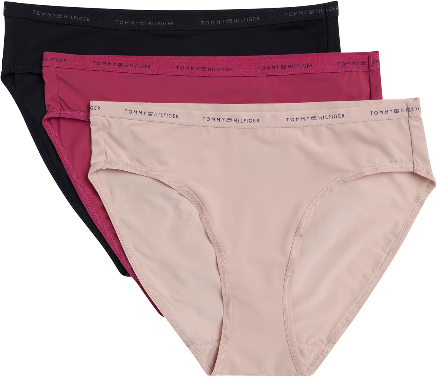 

Женское нижнее белье бикини Tommy Hilfiger из микрофибры с эластичным поясом, упаковка из 3 пар, Dry Rose/Balanced Beige/Black