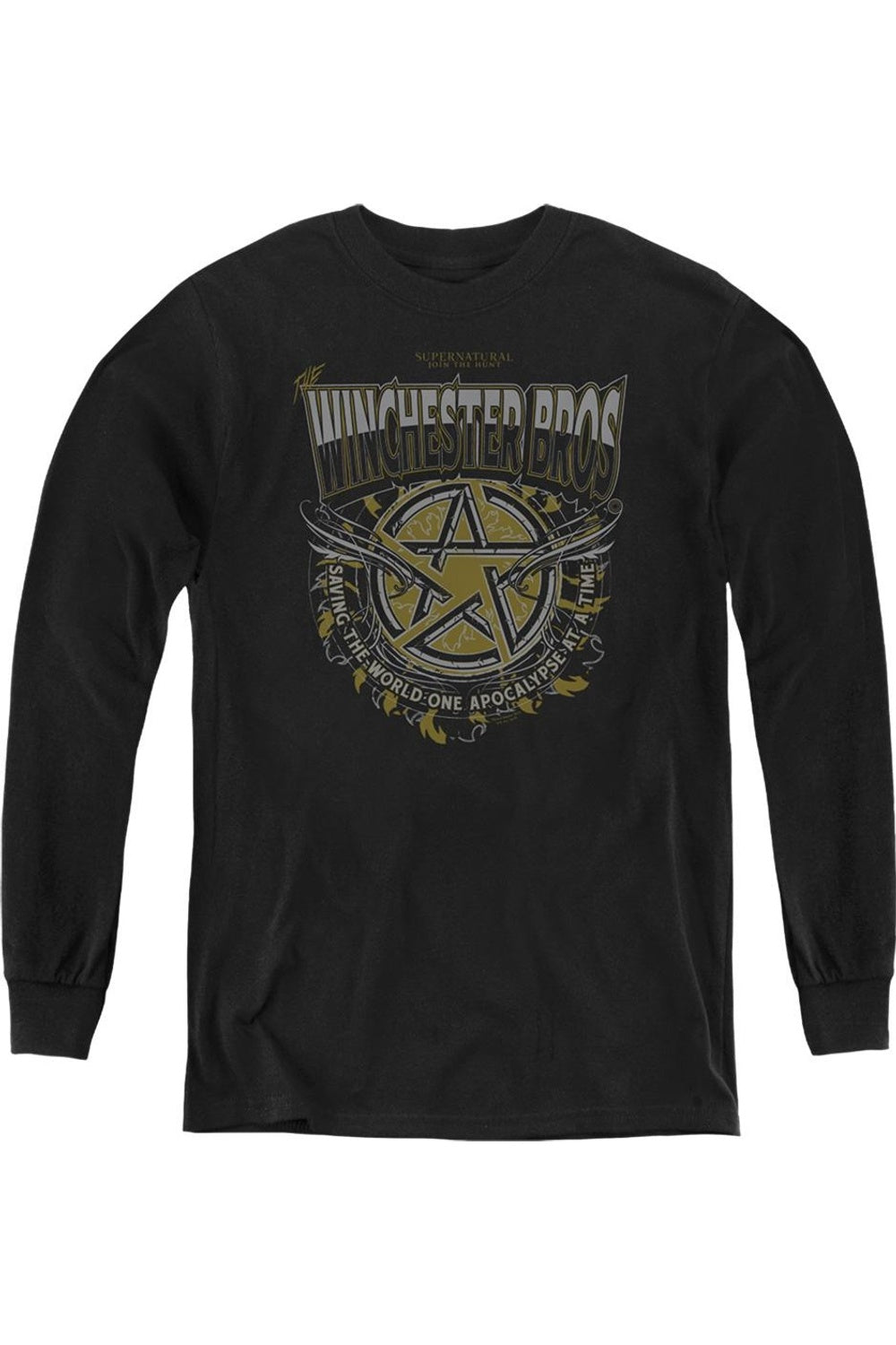 

Супернатурал Винчестеры молодежный худи с длинным рукавом Gildan, черный